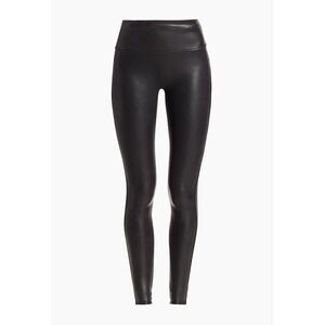 Spanx Black Faux Leather Tummy Control Leggings 2437 Sz Small